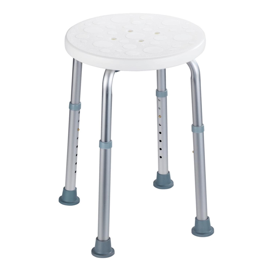 WENKO 1792921100-Tabouret SECURA 45,5x45,5 cm blanc/argent/gris