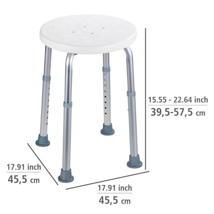 WENKO 1792921100-Tabouret SECURA 45,5x45,5 cm blanc/argent/gris