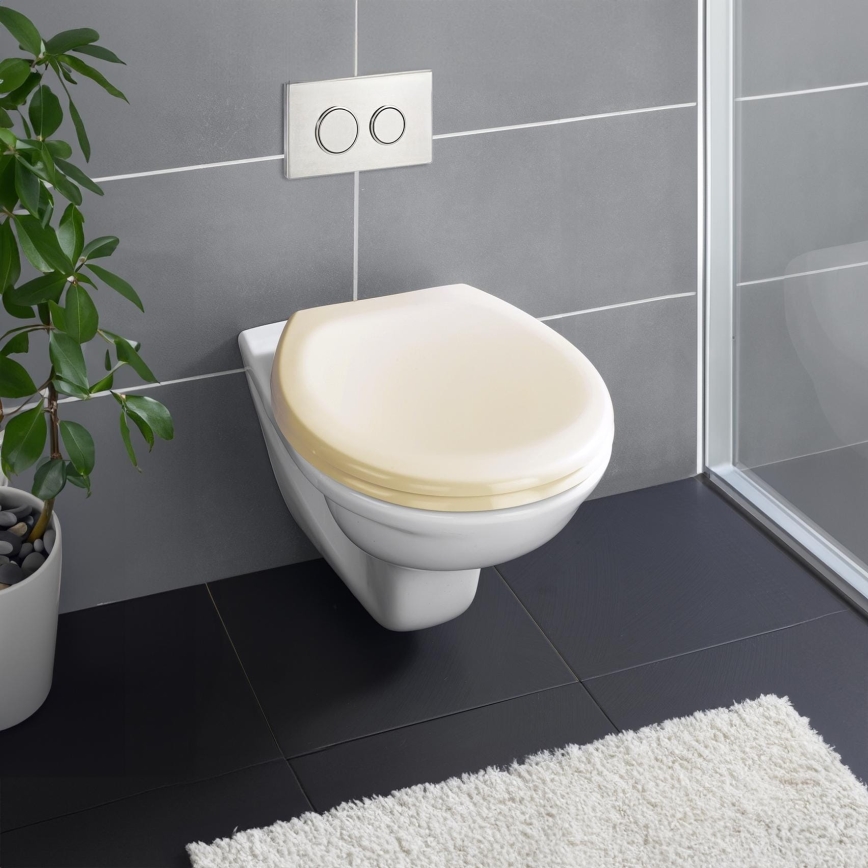 WENKO 18760100-WC Abattant WC OTTANA 37,5 x 44,5 cm beige/argenté