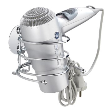 WENKO 18770100 - Support pour sèche-cheveux TURBO-LOC en acier rond 14 x 11,5 cm chrome brillant