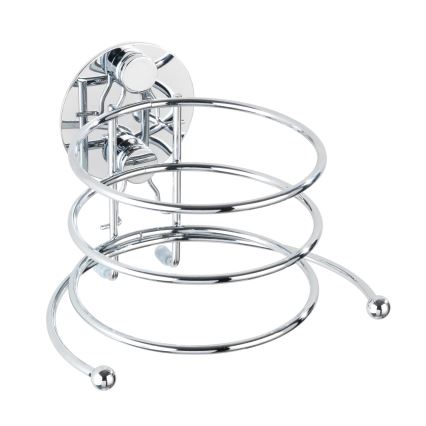 WENKO 18770100 - Support pour sèche-cheveux TURBO-LOC en acier rond 14 x 11,5 cm chrome brillant