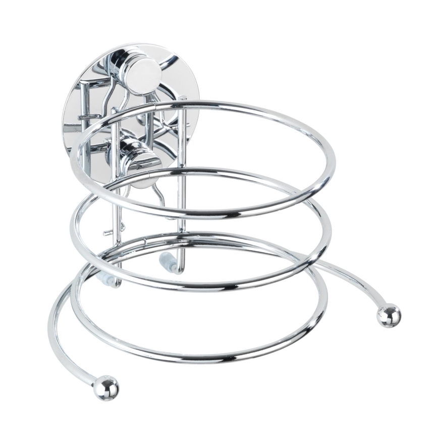 WENKO 18770100 - Support pour sèche-cheveux TURBO-LOC en acier rond 14 x 11,5 cm chrome brillant