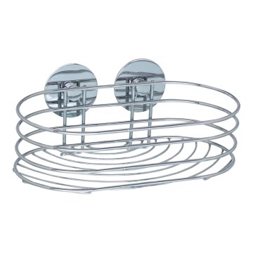 WENKO 18775100-Étagère TURBO-LOC RUND en acier 23,5x13,5 cm, finition chromée brillante