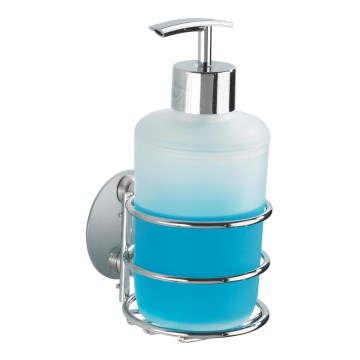 WENKO 18777100 - Distributeur de savon TURBO-LOC ROND ACIER 7,5x16,5 cm chrome brillant/blanc