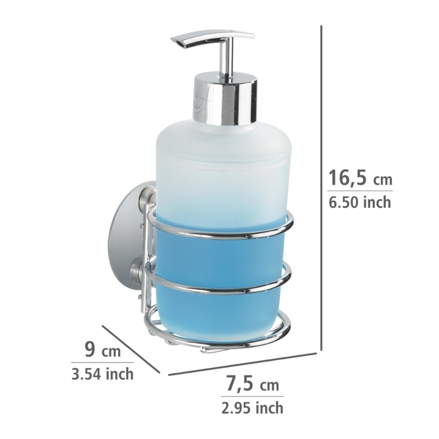 WENKO 18777100 - Distributeur de savon TURBO-LOC ROND ACIER 7,5x16,5 cm chrome brillant/blanc