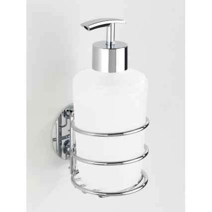 WENKO 18777100 - Distributeur de savon TURBO-LOC ROND ACIER 7,5x16,5 cm chrome brillant/blanc