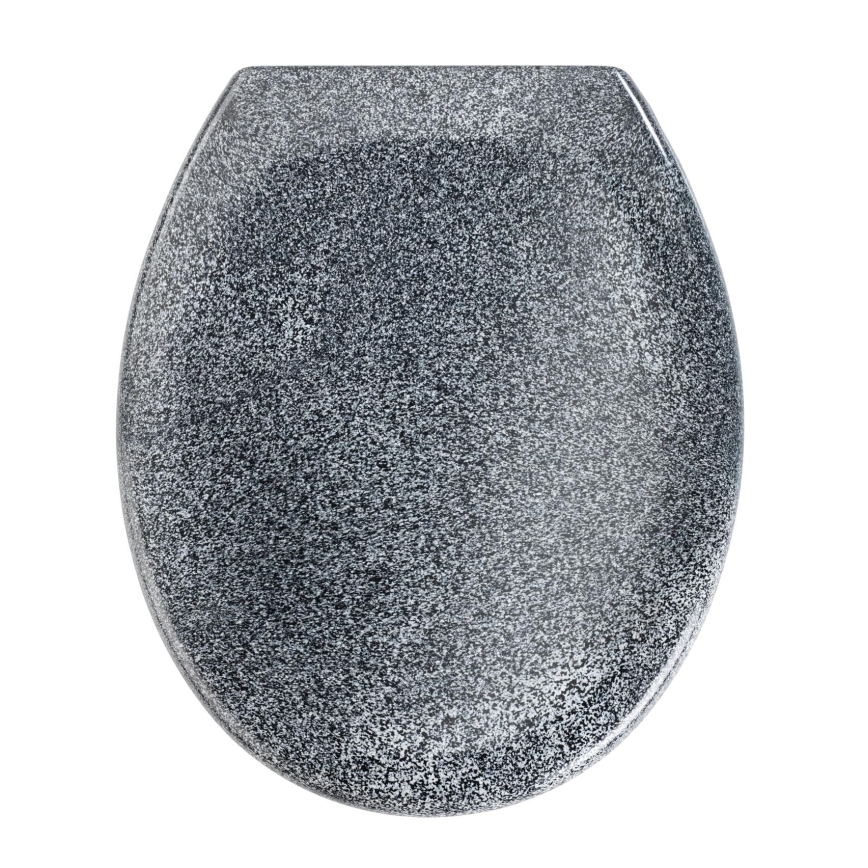 WENKO 18902100-WC Abattant WC OTTANA 44,5x37,5 cm granit/gris/argenté