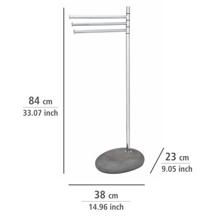WENKO 19493100 - Porte-serviettes PEBBLE STONE 38 x 84 cm chrome brillant/gris