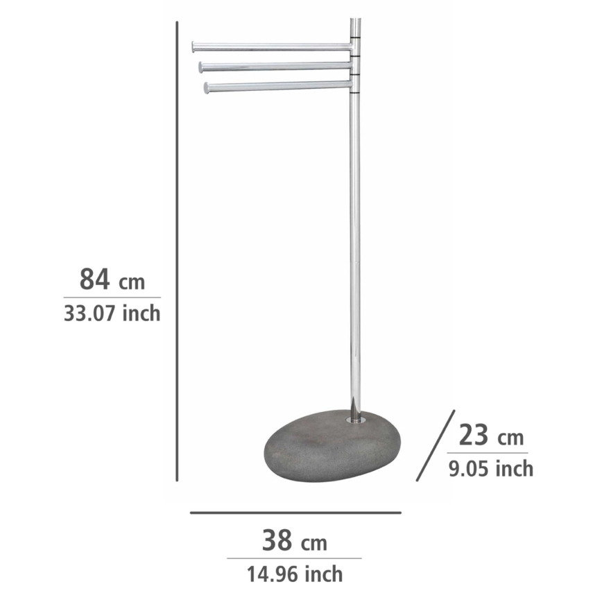 WENKO 19493100 - Porte-serviettes PEBBLE STONE 38 x 84 cm chrome brillant/gris