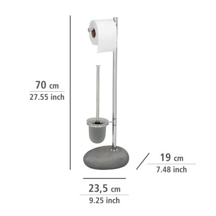 WENKO 19494100 - Brosse WC PEBBLE STONE 23,5x70 cm chrome brillant/gris/satiné
