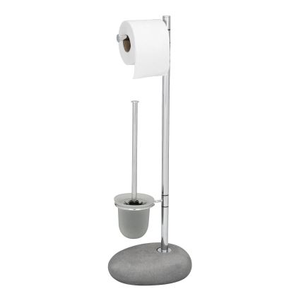 WENKO 19494100 - Brosse WC PEBBLE STONE 23,5x70 cm chrome brillant/gris/satiné