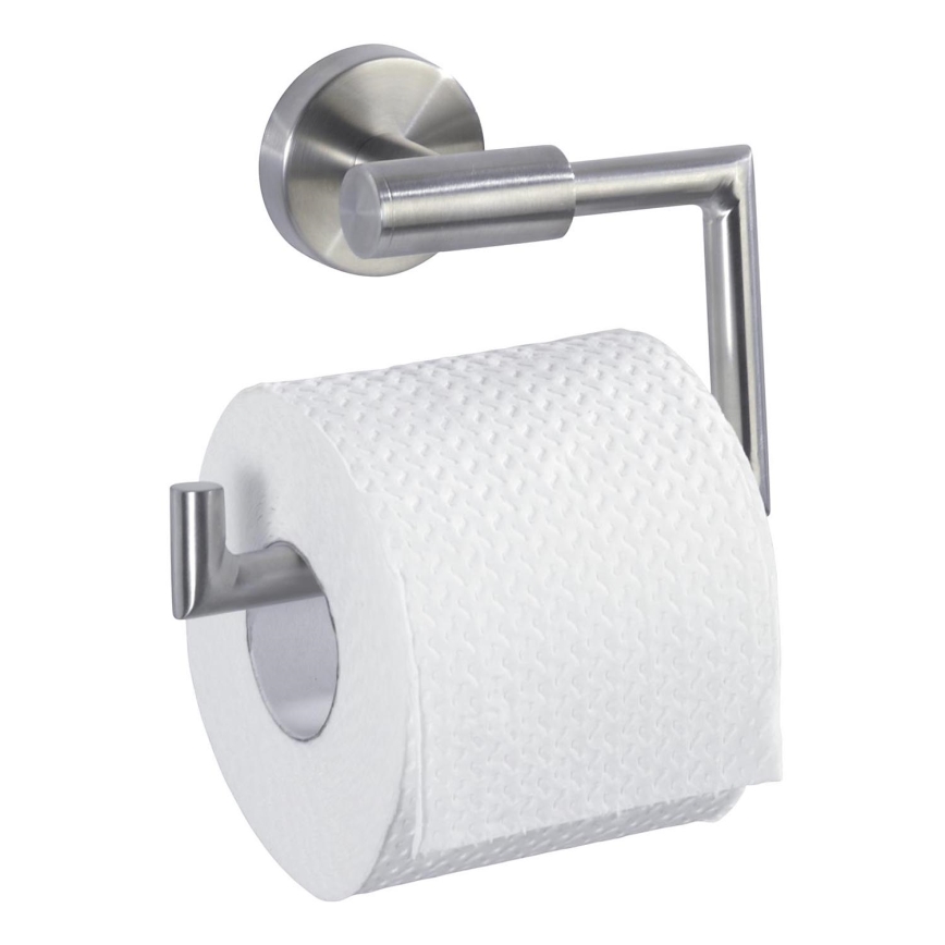 WENKO 19612100 - Porte-rouleau de papier toilette BOSIO MATT 15 x 10,5 cm inox/argenté
