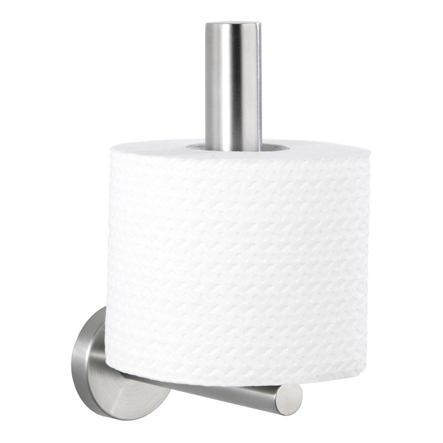WENKO 19613100 - Porte-rouleau de papier toilette BOSIO MATT 8x18 cm inox/argenté