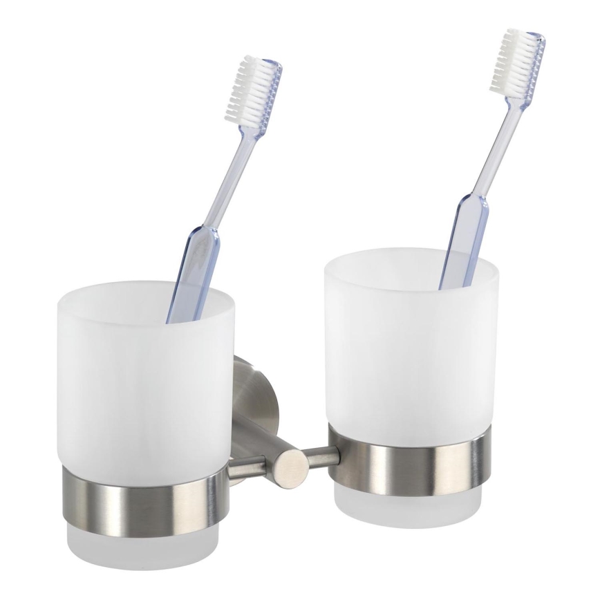 WENKO 19638100 - Porte-brosses à dents BOSIO MATT 17,5x9,5 cm acier inoxydable/argenté