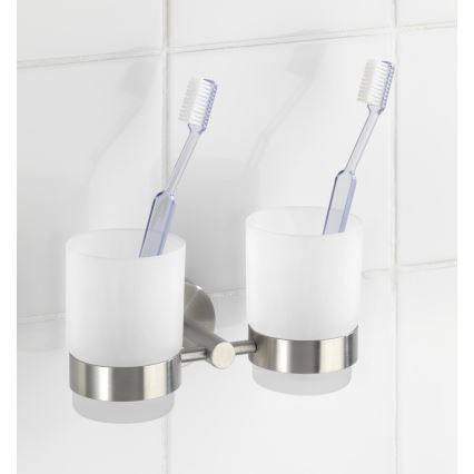 WENKO 19638100 - Porte-brosses à dents BOSIO MATT 17,5x9,5 cm acier inoxydable/argenté