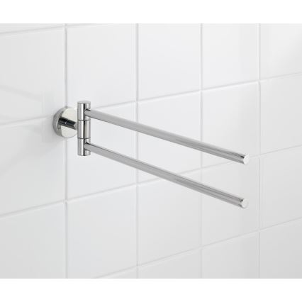 WENKO 20213100 - Porte-serviettes BOSIO SHINE 43 x 9 cm en acier inoxydable, finition argentée