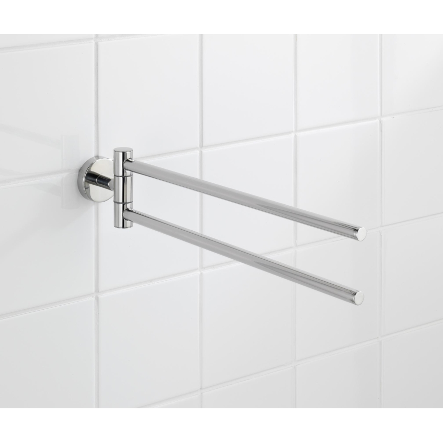 WENKO 20213100 - Porte-serviettes BOSIO SHINE 43 x 9 cm en acier inoxydable, finition argentée