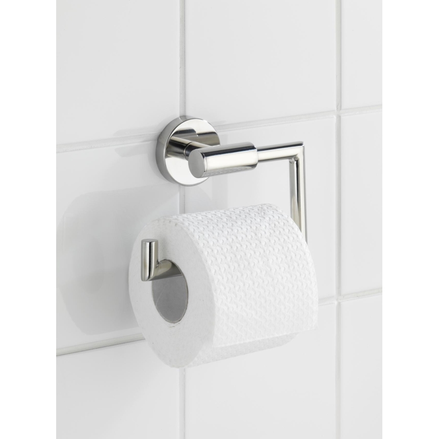 WENKO 20216100 - Porte-rouleau de papier toilette BOSIO SHINE 15x10,5 cm inox/argenté