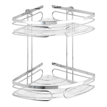 WENKO 20412100-Étagère d'angle PREMIUM en acier inoxydable 26,5x27,5 cm inox/argenté