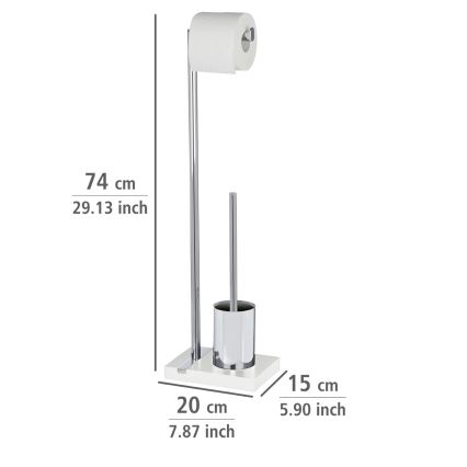 WENKO 20486100 - Brosse WC NOBLE 20 x 74 cm chrome/blanc