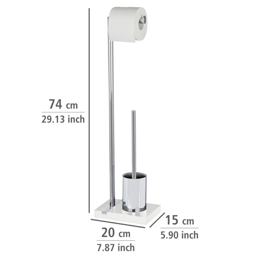 WENKO 20486100 - Brosse WC NOBLE 20 x 74 cm chrome/blanc