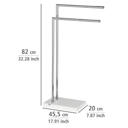WENKO 20487100 - Porte-serviettes sur pied NOBLE 45,5x82 cm chrome brillant/blanc
