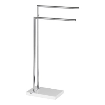 WENKO 20487100 - Porte-serviettes sur pied NOBLE 45,5x82 cm chrome brillant/blanc