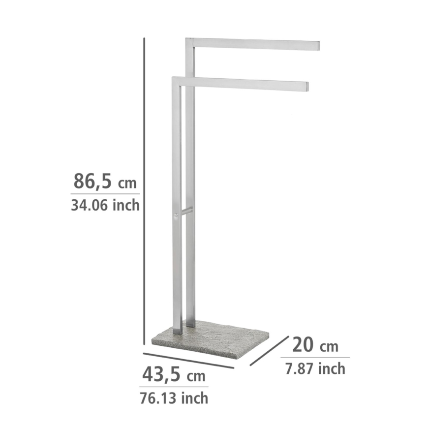 WENKO 20603100 - Porte-serviettes GRANIT 43,5 x 86,5 cm inox/satiné/gris