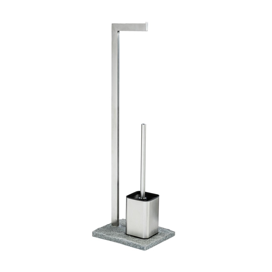 WENKO 20604100 - Brosse WC GRANIT 23x73,5 cm inox/satiné/gris