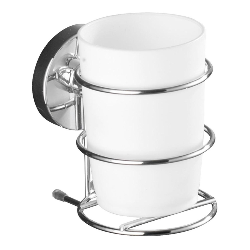 WENKO 20880100-Gobelet VACUUM-LOC MILAZZO 7,5x11,5 cm chrome brillant/blanc