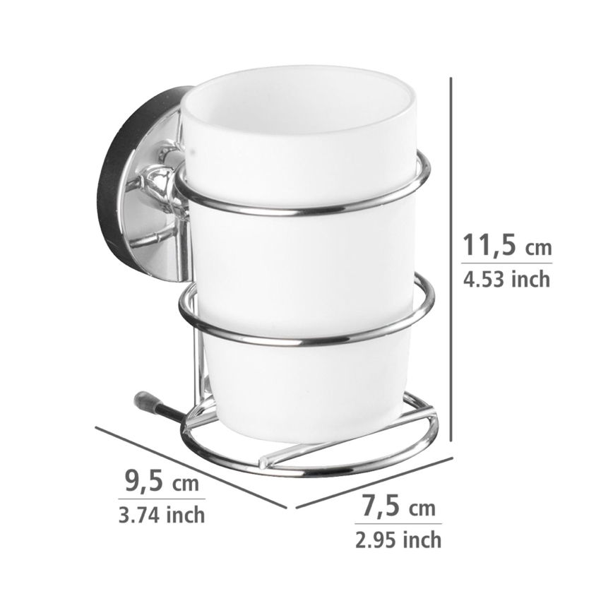 WENKO 20880100-Gobelet VACUUM-LOC MILAZZO 7,5x11,5 cm chrome brillant/blanc