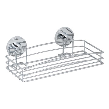 WENKO 20883100-Étagère VACUUM-LOC ronde en acier 26x15,3 cm, chromé brillant