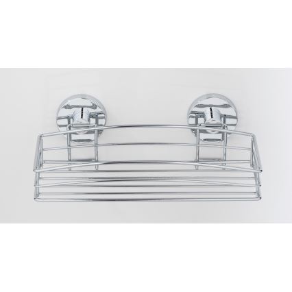 WENKO 20883100-Étagère VACUUM-LOC ronde en acier 26x15,3 cm, chromé brillant