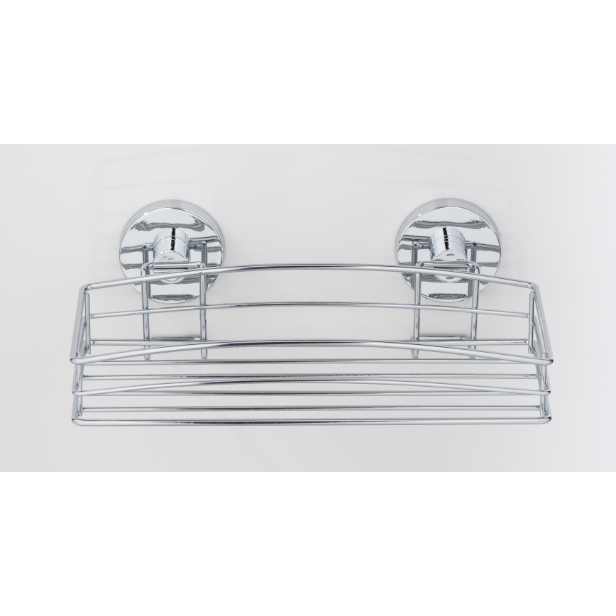 WENKO 20883100-Étagère VACUUM-LOC ronde en acier 26x15,3 cm, chromé brillant