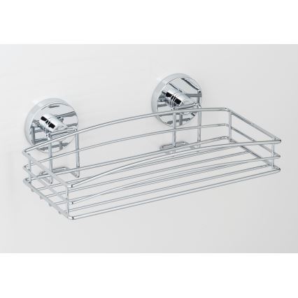WENKO 20883100-Étagère VACUUM-LOC ronde en acier 26x15,3 cm, chromé brillant