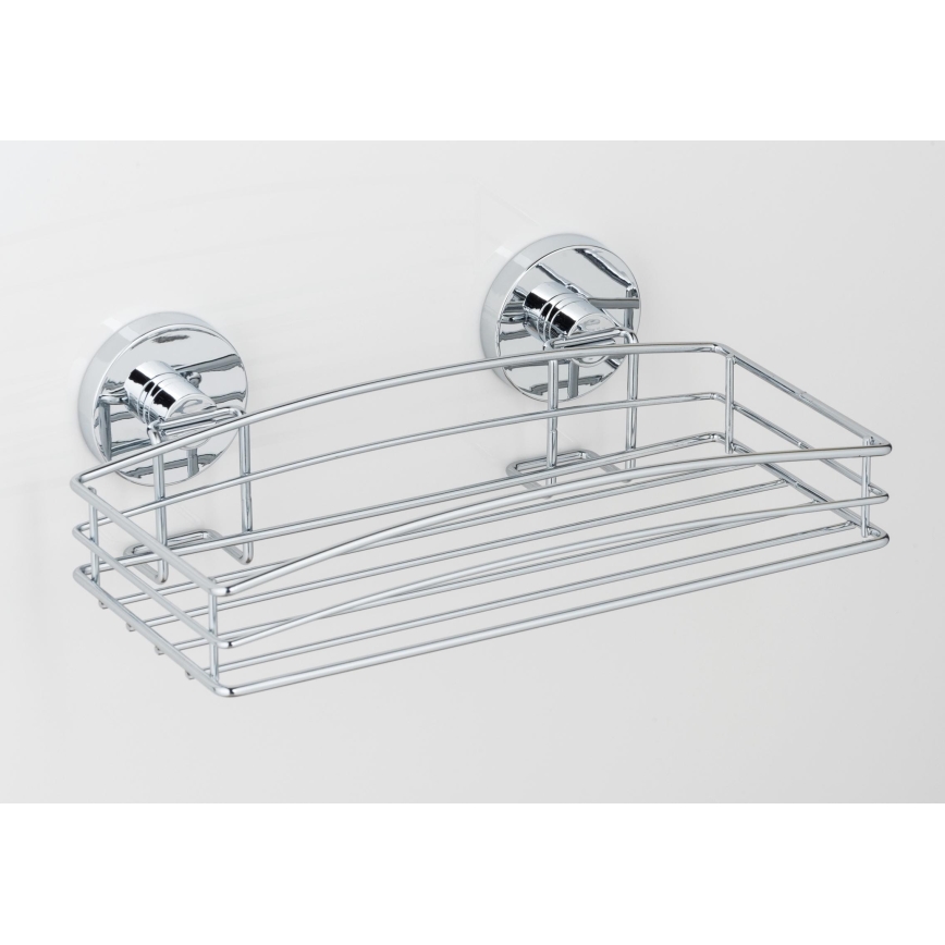 WENKO 20883100-Étagère VACUUM-LOC ronde en acier 26x15,3 cm, chromé brillant