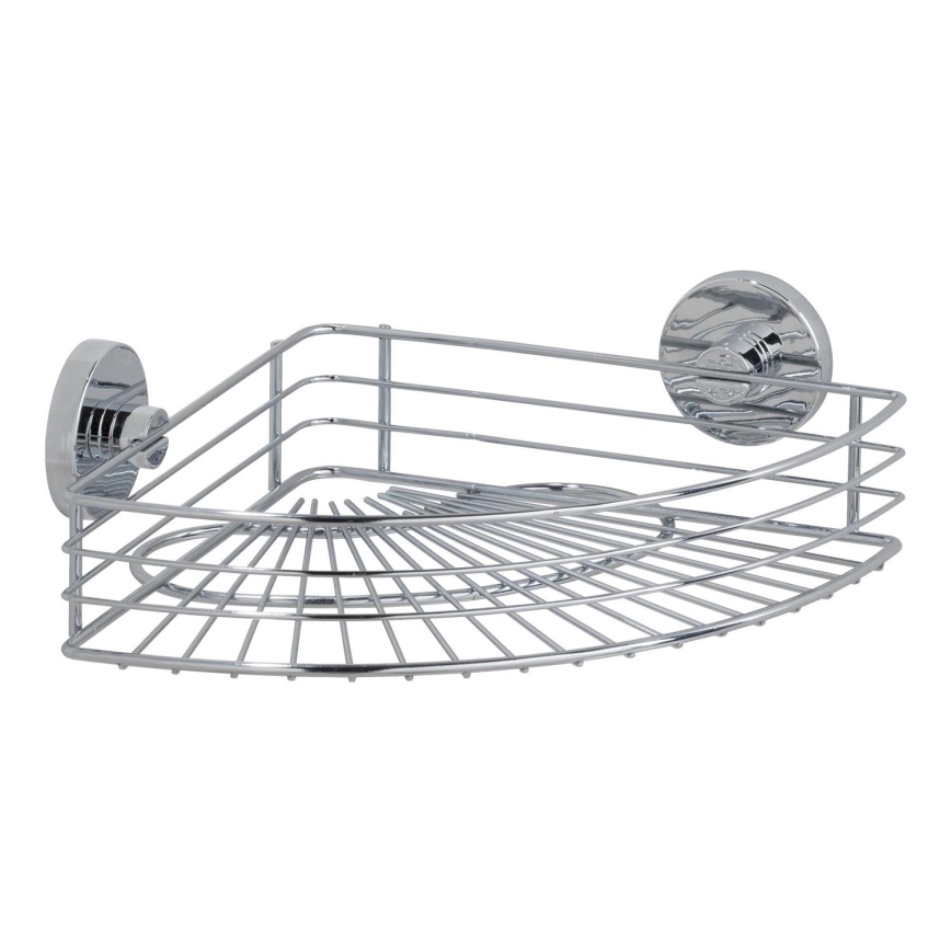 WENKO 20887100-Étagère VACUUM-LOC RONDE en acier 31x22,5 cm chromé brillant