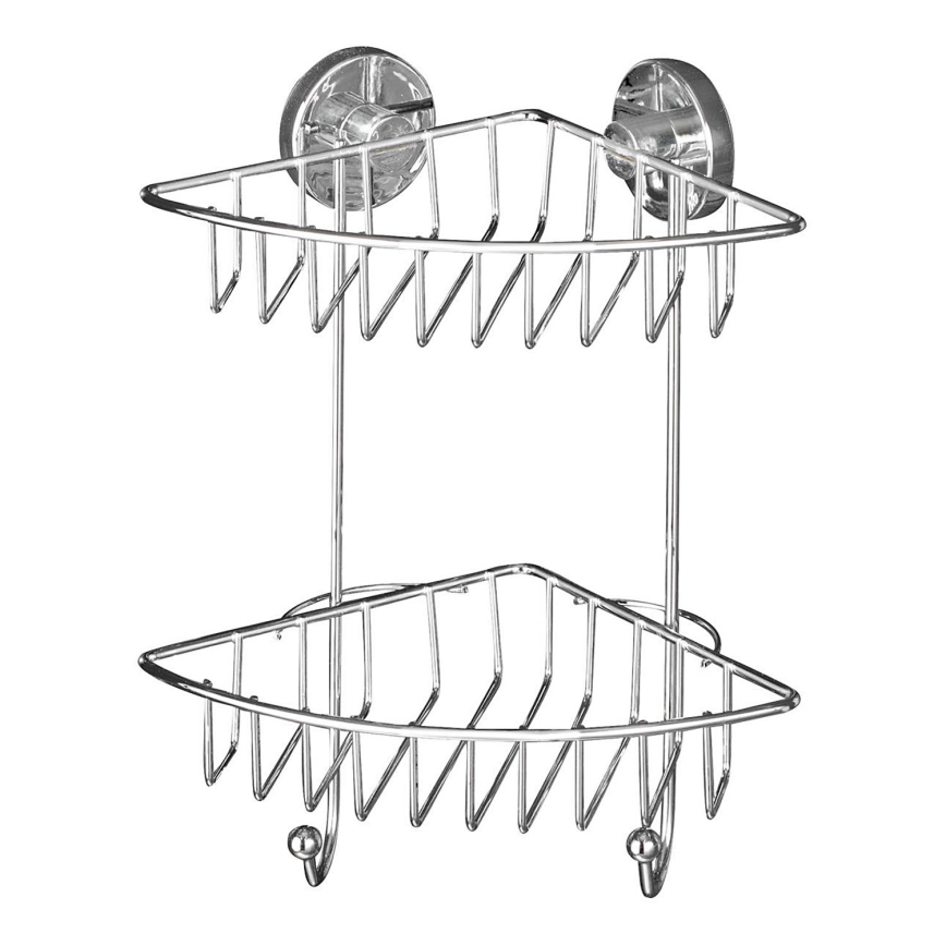 WENKO 20888100-Étagère d'angle VACUUM-LOC RUND STAH 22,5x29,5 cm chromé brillant