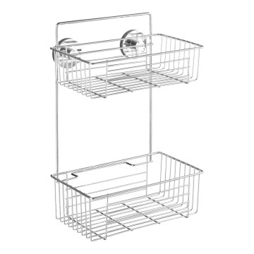 WENKO 20889100-Étagère VACUUM-LOC ronde en acier 26x38 cm chrome brillant