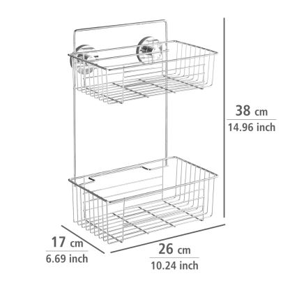 WENKO 20889100-Étagère VACUUM-LOC ronde en acier 26x38 cm chrome brillant