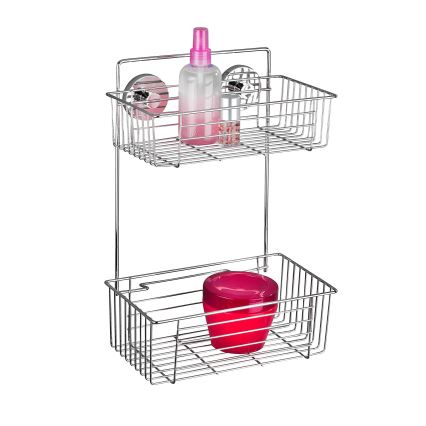 WENKO 20889100-Étagère VACUUM-LOC ronde en acier 26x38 cm chrome brillant