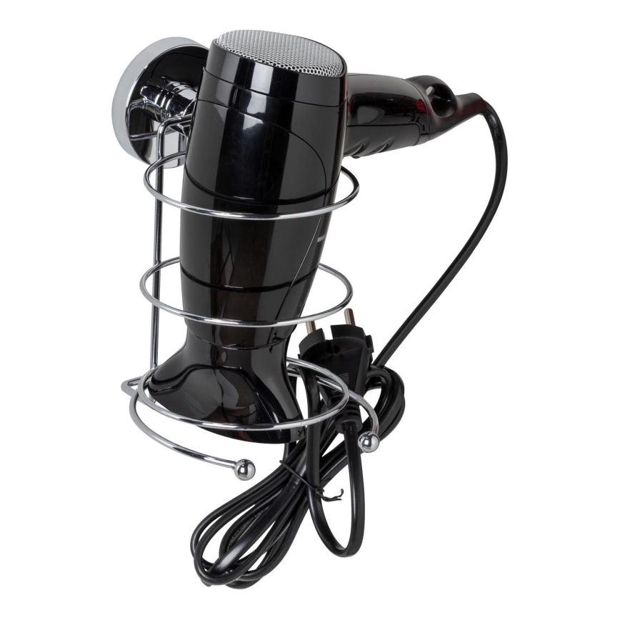 WENKO 20896100 - Support pour sèche-cheveux VACUUM-LOC MILAZZO 12x17 cm chromé brillant