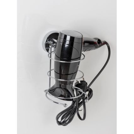 WENKO 20896100 - Support pour sèche-cheveux VACUUM-LOC MILAZZO 12x17 cm chromé brillant