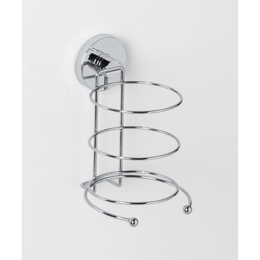 WENKO 20896100 - Support pour sèche-cheveux VACUUM-LOC MILAZZO 12x17 cm chromé brillant
