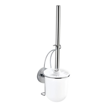 WENKO 20898100 - brosse WC VACUUM-LOC MILAZZO 10 x 34 cm acier inoxydable/chrome brillant/blanc