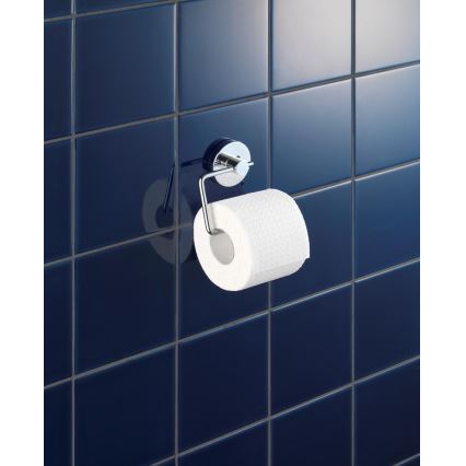WENKO 20899100-Porte-rouleau de papier toilette VACUUM-LOC MILAZZO 13x10,5 cm chrome brillant