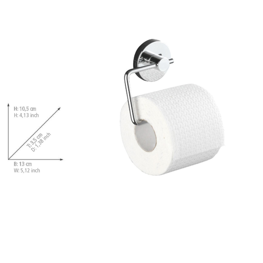 WENKO 20899100- Support pour rouleau de papier toilette VACUUM-LOC MILAZZO 13x10,5 cm chromé brillant