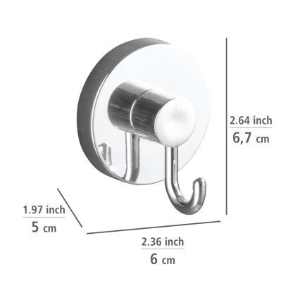 WENKO 20900100 - Crochet VACUUM-LOC rond en acier 6 x 6,7 cm chromé brillant