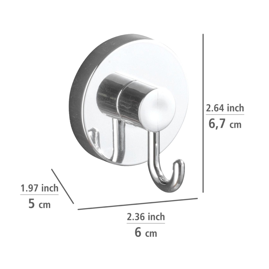 WENKO 20900100 - Crochet VACUUM-LOC rond en acier 6 x 6,7 cm chromé brillant