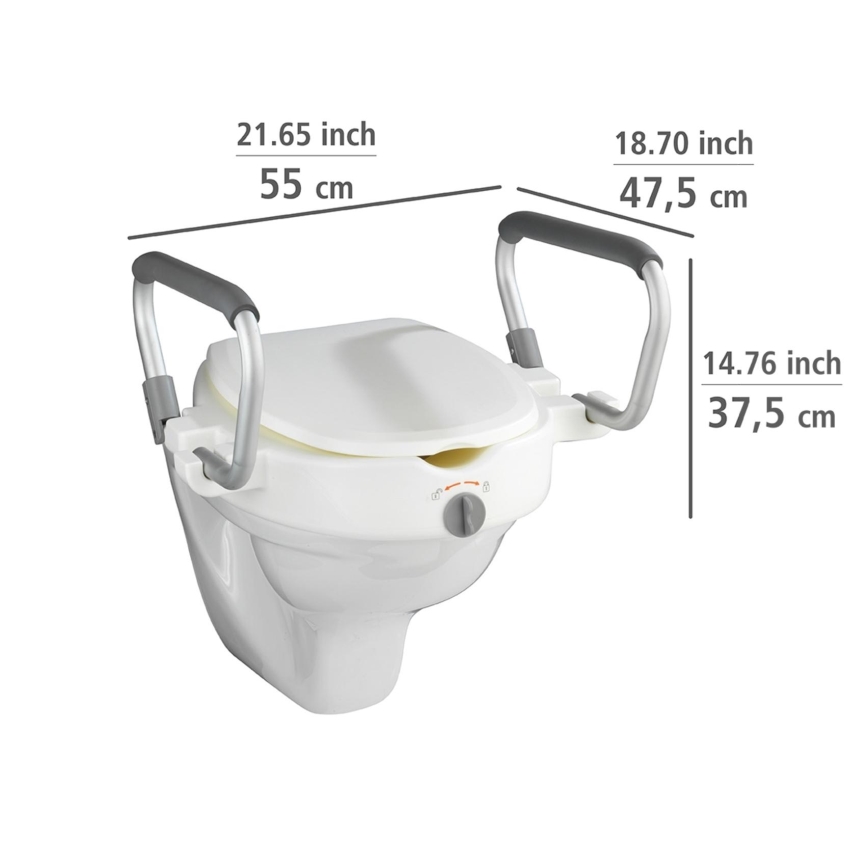 WENKO 20924100-Abattant WC SECURA 55x47,5 cm blanc/argenté
